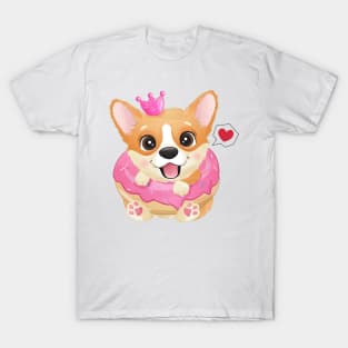 Cute little corgi with dessert tshirt T-Shirt